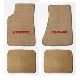 AVi NEW 1982 - 2002 Camaro Floor Mats Tan Carpet Embroidered Z28 Logo Red Set of 4