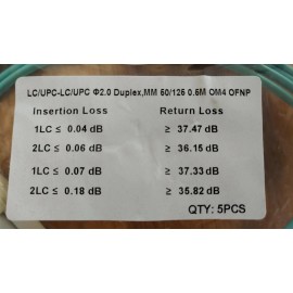 Unbranded 0.5M LC UPC to LC UPC 2.0mm Duplex  50/125 OM4 Multimode Fiber Optic OFNP cable