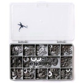 Set of 460 Assorted Form-A (Thick) Flat Washers -DIN 125- M3, M4 M5, M6 and M8, A2-70 (304 Grade) Stainless Steel - Durable Recycled Compartment Box