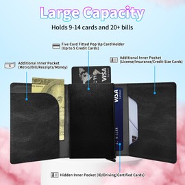 HEAKIERG RFID Blocking Card Holder Wallet Billeteras de Hombres, Pop Up Minimalist Wallet for Men Women, Large Capacity Smart Wallet fit Money, ID Card, Driver's License, Flag Deer Head