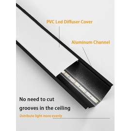 DGLILUAN 6 Pack 3.2ft LED Channel Aluminum Crown Moulding LED Diffuser Track for Ceiling Indirect Lighting, Top Corner Aluminum Strip for Ceiling Lighting Cornice Coving Decor (Black)