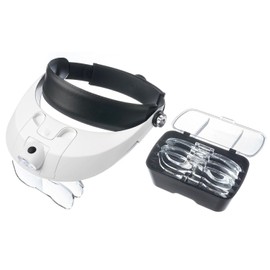 LED Headband Magnifier with 5 Lenses 1x, 1.5x, 2x, 2.5x, 3.5x
