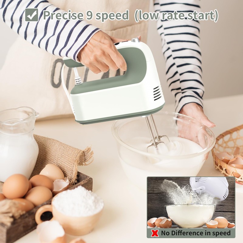 Yomelo 9-Speed Digital Hand Mixer Electric, 400W Powerful DC Motor,