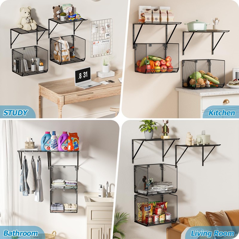 BigPonPon 2 Pack Laundry Room Shelves Organization and Storage,Wall Mounted