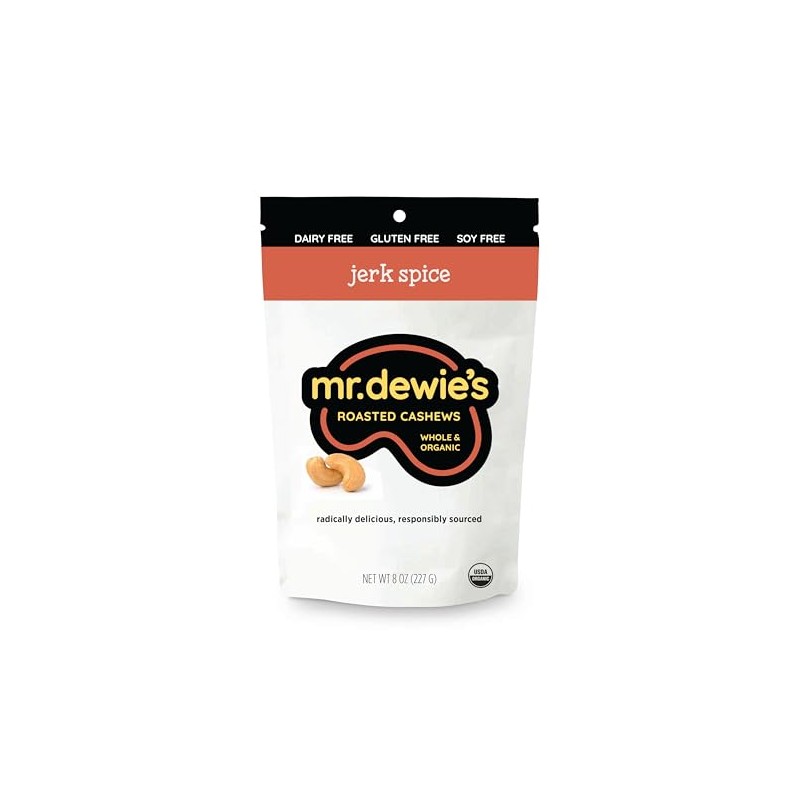 Mr. Dewie's Uniquely Flavored Whole Organic Roasted Cashews (Jerk Spice)