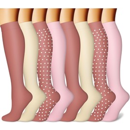 CHARMKING Compression Socks for Women & Men Circulation 8 Pairs 15-20 mmHg is BEST Graduated for Nurses, Support, Athletics, Cycling, Running, Flight Travel, Pregnancy, Boost Performance(Multi 46,S/M)