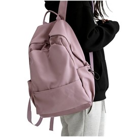 SEAFEW Women's Backpack Large Capacity Town Backpack Korean Backpack Bag Women High School Students Men Girls School Commute Travel Lightweight Waterproof Backpack Black, Purple B