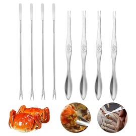 8 PCS Stainless Steel Seafood Tool Set,for Easy Meat Removal,Multi-Purpose Crab Lobster Shellfish Forks Lobster Crab Nut Fork Seafood Forks Picks for Kitchen Seafood Tools