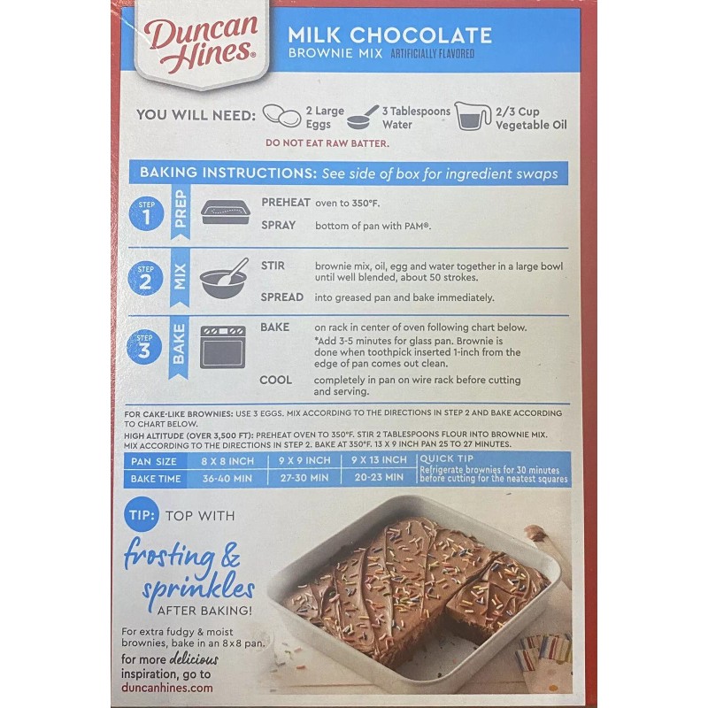 Duncan Hines MILK CHOCOLATE Baking Brownie Mix 13X9 FAMILY SIZE