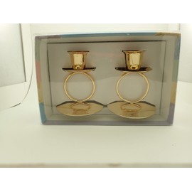 Taper Candle Holders with Brass/gold Finish on Metal 2pcs