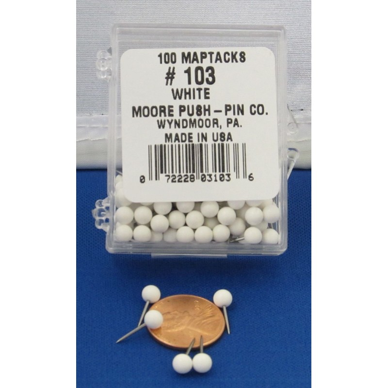 Moore Push Pin - White (Pack of 100)