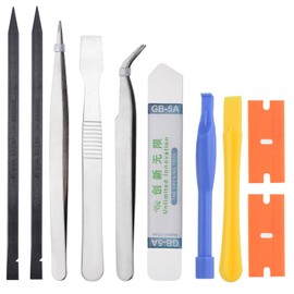 MECCANIXITY 10 in 1(Type D) Spudger Crowbars Opening Pry Tool Set Curved Pry Blade Electronics Repair Tools Kit for Cellphone Laptop PC Tablet