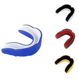 Gum Shield Kids | Mouth Guard Boxing | Rugby Mouth Guard | Unisex and Dual Layer with Premium Protection Suitable for All Contact Sport (Blue+White)