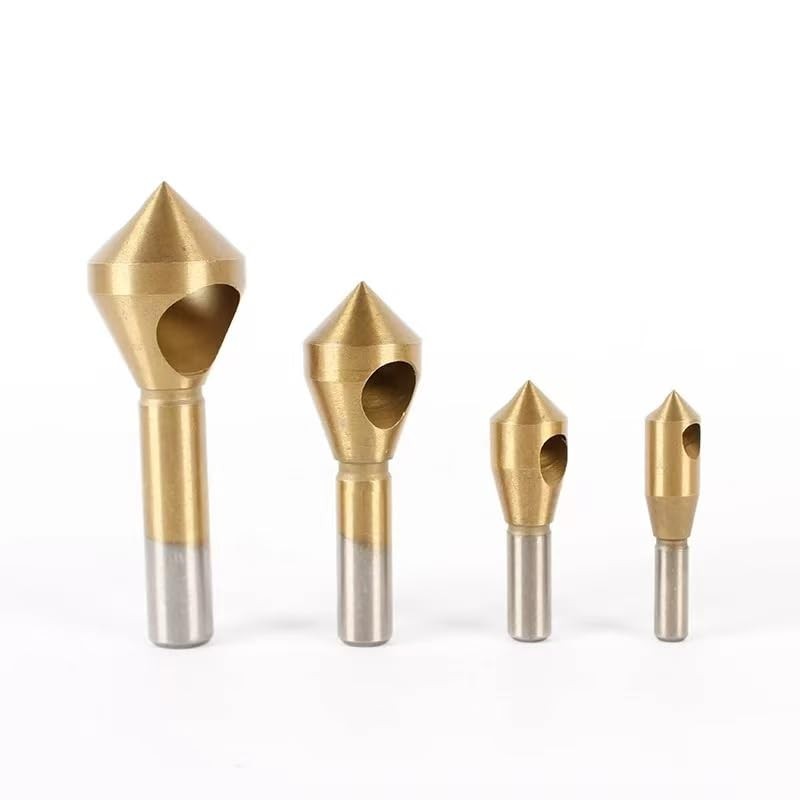 GUDINGHENG 4pcs Titanium Coated Countersink Chamfer Deburring Tool Set, High-Speed