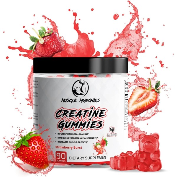 Muscle Munchies Creatine Chewable Gummies for Men & Women-Infused Recovery-Vegan