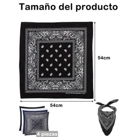 4 Piezas Paliacates Para Hombre, Bandanas Hombre, Bandana, Paliacate, Muy Adecuado Para Pañuelos De Cabeza o Para Pañuelos, Pañuelos, Máscaras, Pulseras, Decoración De Bolsos, Etc