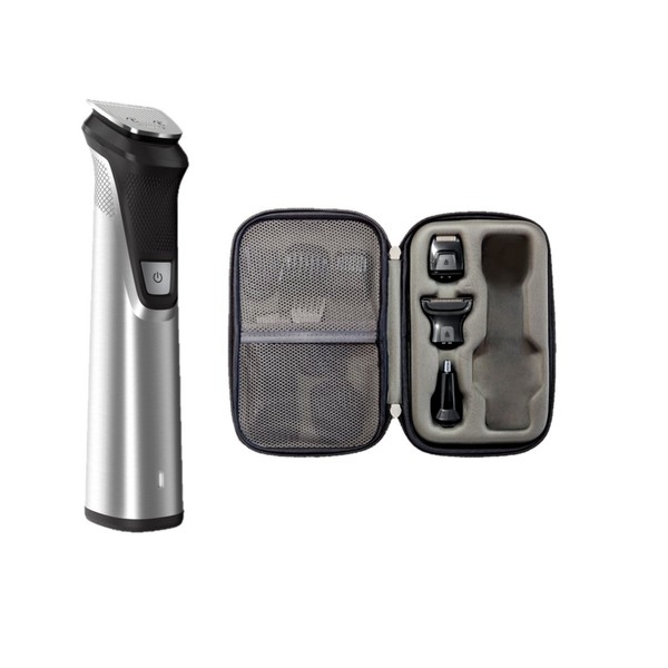 Philips Norelco Multigroom All-in-One Trimmer Series 9000, 25 pieces and premium case - No Blade Oil Needed, MG7770/49