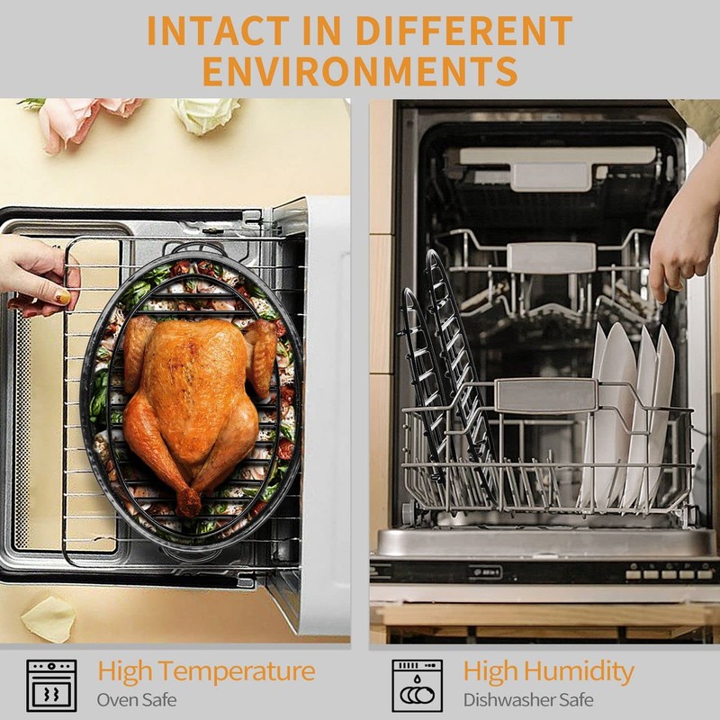 JY COOKMENT Cooling Roasting Rack with Integrated Feet, Enameled Coating,