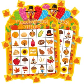 24 Players Thanksgiving Bingo Game Cards for Kids Thanksgiving Party Games Thanksgiving School Classroom Games Thanksgiving Crafts Board Games for Classroom Family Activity