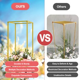 YINZINR 10Pcs Gold Vase Centerpiece Table Decorations, 23.6'' Tall Gold Metal Flower Stand Vase Column Geometric Centerpiece Stands, for Birthday, Weddings, Anniversary Ceremony, Home Decor