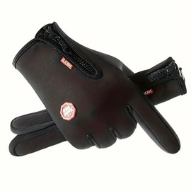 Motorcycle Gear,Winter Gloves for Cycling & Motorcycle Riding - Warm, Windproof with Zipper Closure, Non-Slip Grip - Fleece Lining - For Men & Women - Suitable for Cold Weather Activities - size: XL