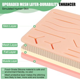Carrotmiss Upgraded Suture Pad(a box) has 3 Layers of Silicone14 Wounds，Embedded Rip-Resistant Mesh， Hard to Tear or Break。Gifts for Medical Students，Suture Pads Perfect Suture Kit，Suture Practice Pad