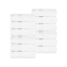 Superior Cotton Face Towel/Washcloth Set, Small Towels, Plush Soft Absorbent, Spa, Hotel, Gym, Guest, Home, Bathroom Basics, Luxury, Fluffy, Quick Dry, Hays Collection, Set of 12, White