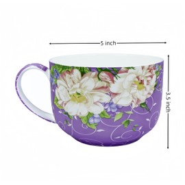 Yaparhill 25oz Large Coffee Cups Soup Mugs with Handles Traditional Large Coffee Cup Large Bone China Coffee Mugs Cups for Coffee Cereal Latte Soups (Romantic Purple)