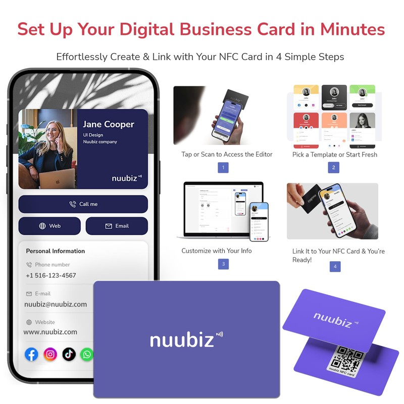 Digital Business Card (3 PACK)- NFC Business Card with QR