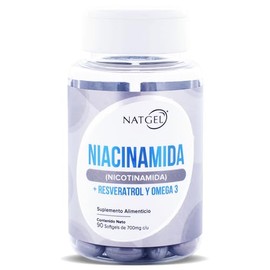 NIACINAMIDA B3 + RESVERATROL | NatGel Niacinamida con Resveratrol y Omega 3 | Suplemento Antioxidante de Alta Pureza - Apoyo a la Salud Celular, Longe