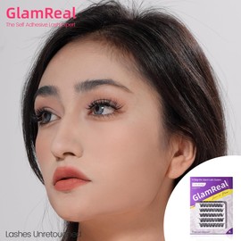 GlamReal Self Adhesive Glueless Lash Clusters Manga&Cateye Style Press-On Lashes No Glue Needed Eyelashes Extensions with 0 Burden Feel (Classic Manga)