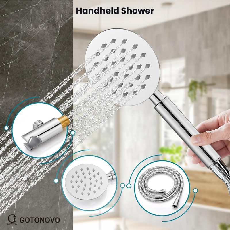 gotonovo Rain Shower System with 10 Inch Round Showerhead and