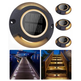 FabStyl Solar Deck Driveway Lights, 4 Pack Solar Dock Lights Outdoor Waterproof IP68, 2 Colors in 1 Driveway Marker for Warning Stair, Sidewalk, Pathway, Patio, Garden Decor