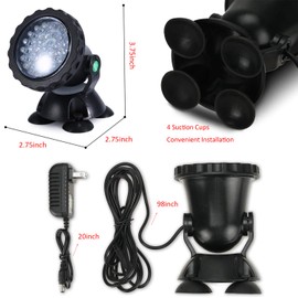 ZHG Pond Lights Submersible Spotlights Color Changing Landscape Light with Remote 36 LED Bulbs Underwater Lights Adjustable for Aquarium Garden Pool Lawn Fountain Shallow Waterfall IP68