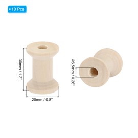 PATIKIL Wooden Empty Spools 1.2" x 0.8", 10Pcs Unfinished Wood Sewing Thread Spool Natural Wire Weaving Bobbins for Crafts Embroidery, Wood Color