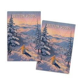 Bretton Woods, New Hampshire, Ski for Miles, Skiing (4x6 Birch Wood Postcards, 2-Pack Stationary, Rustic Home Wall Decor)