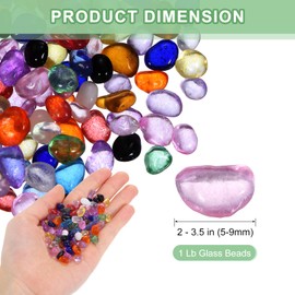 uxcell Glass Stones, 453g/1 lbs Glass Pebbles Marbles Artificial Beads Gem Stones for Display Vase Filler Terrarium Flowerpot Decoration (5-9 MM, Multicolor)