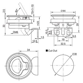 Pull Lock, Latch Flush Hatch Locker, Pull Lift Hatch Latch Lock, Furniture Locker, Furniture Handle, Push Lock for Motorhome, Camper, Camping, Boat, Caravan, Cabinet (Silver, Pack of 6)