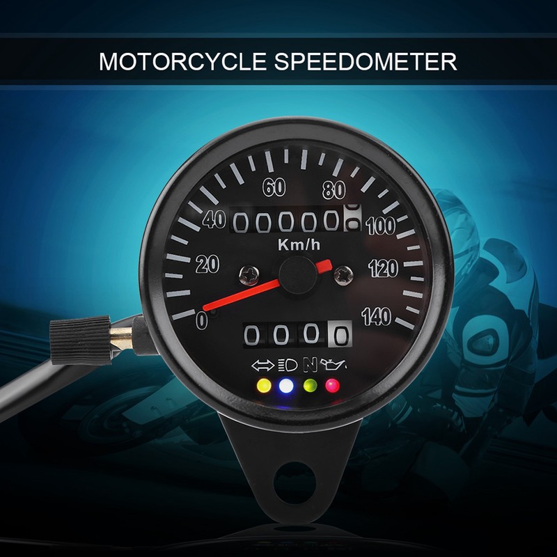 60mm Black Motorcycle Odometer Speedometer Gauge with indicator