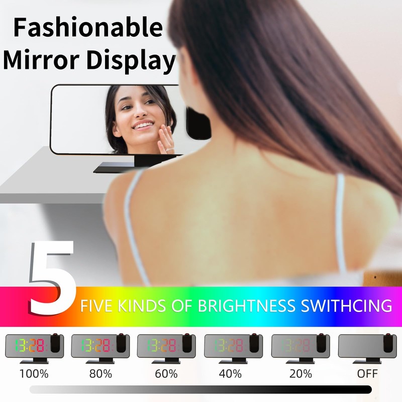 321Wasay Led Projection Alarm Clock, Digital Clock Projector Clocks Bedroom,