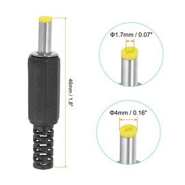 PATIKIL 4x1.7mm DC Male Plug Power Supply Ends, 5 Pack DIY DC Barrel Connector Replacement, Yellow