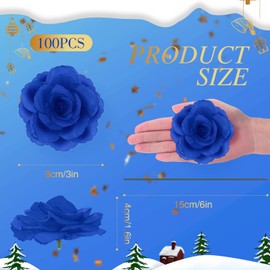Yunlly 100 Pcs Flowers Long Stem Artificial Rose Flowers Roses Fake Faux Artificial Roses Bouquet Wedding Party Home Decor for DIY Baby Shower Centerpieces Tables Home Decorations (Blue)