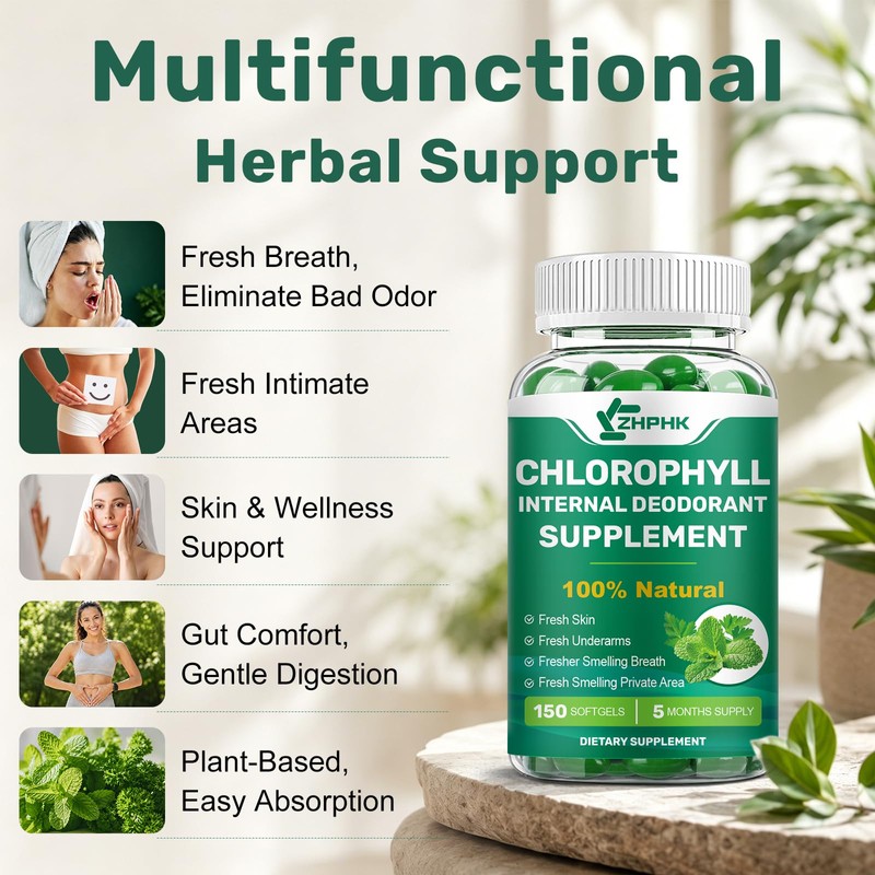 Chlorophyll Supplement Internal Body Deodorant Natural Odor Remove, Non-GMO