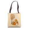 Autumn Tree Falling Leaves Pumpkin Harvest Season Happy Fall Tote