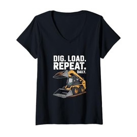 Womens Skid Steer Toddler Bobcat Lover and Gravel King V-Neck T-Shirt