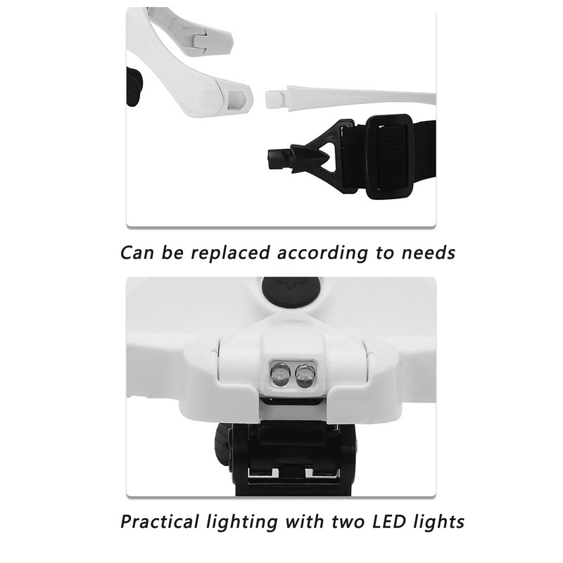 Head Magnifier LED USB Charging Jewelry Magnifying Glass for Painting