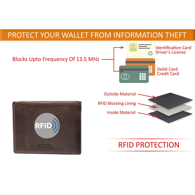 Fa.Volmer® Men's Genuine Leather Wallet with RFID Protection Brown