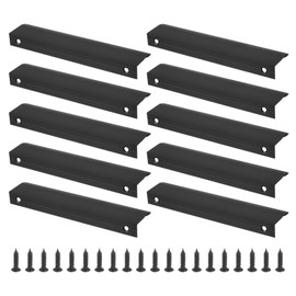 PATIKIL Mount Finger Edge Pull, 10 Pack 150mm/5.91" Aluminum Alloy Concealed Handle Cabinet Edge Pulls with Screws for Home Kitchen Furniture Door Drawer, Black