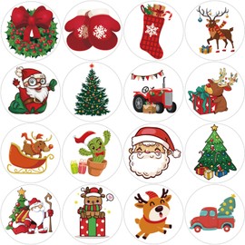 Hohamn 1000Pcs Christmas Stickers Roll for Kids 1.5 Inch Christmas Ornament Stickers for Kids Xmas Party Favors Supplies Classroom Envelopes Decoration
