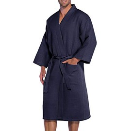 MISSIMIA Unisex Long Waffle Kimono Bath Robe Lightweight Soft Comfortable Spa Knit Bathrobe